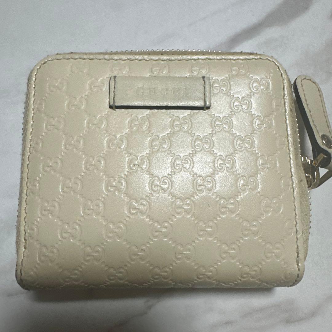 GUCCI 二つ折り財布 ベージュ レザー