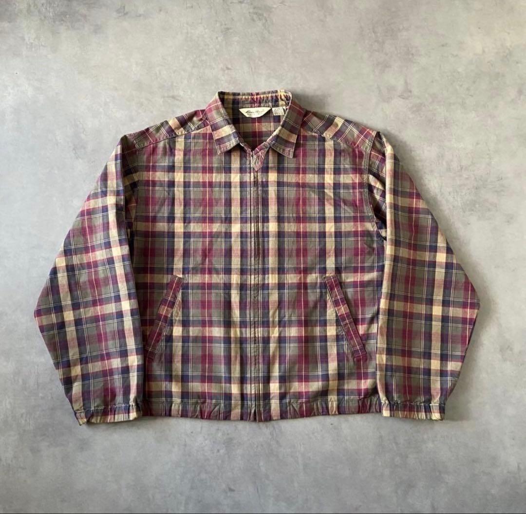 美品 90s Eddie Bauer スイングトップ チェック　スウィングトップ 90's【ビンテージ】【エディーバウアー】【Eddie Bauer】【ベージュx
