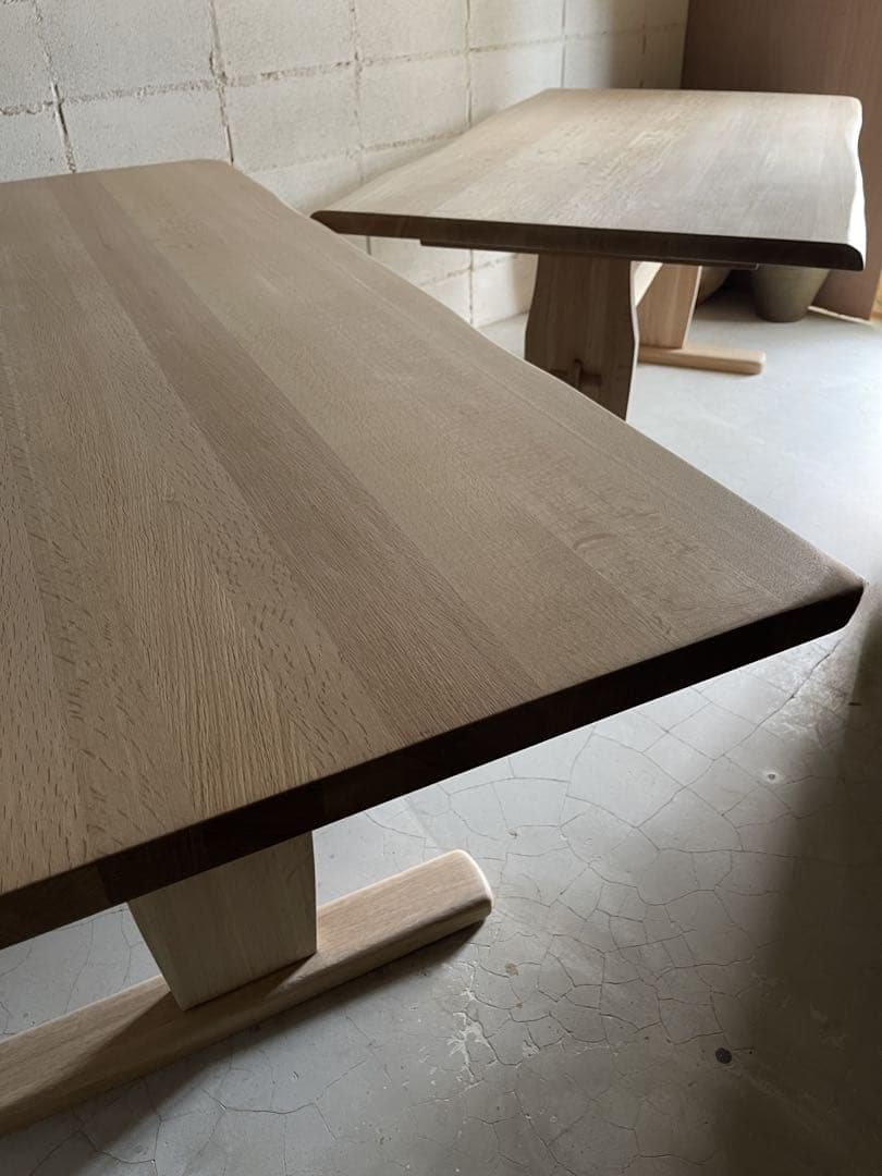 美品　飛騨清見工房　天然木楢無垢材　オーク無垢材　ダイニングテーブル150 虎斑