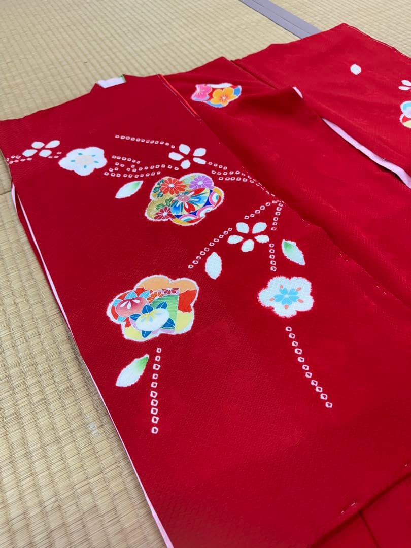 七五三　レディース　着物　赤　新品　未使用　長襦袢　7歳　女の子