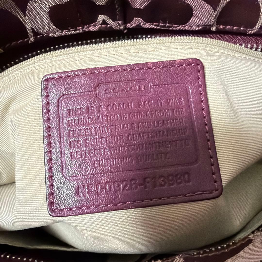 COACH curly 13980 red×pink signature BAG