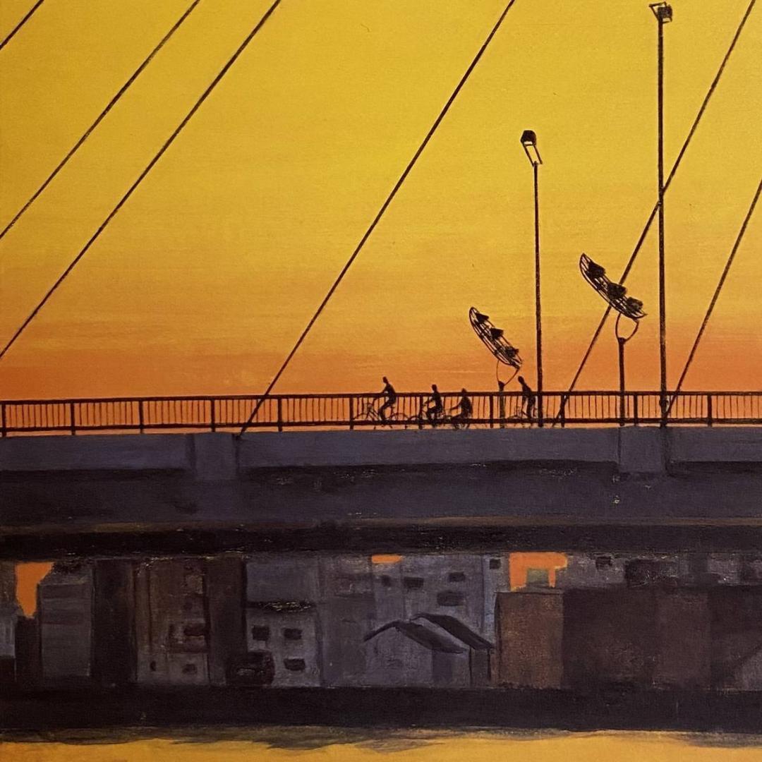 米谷清和、【隅田川夕暮】、希少な額装用画集より、新品額装付