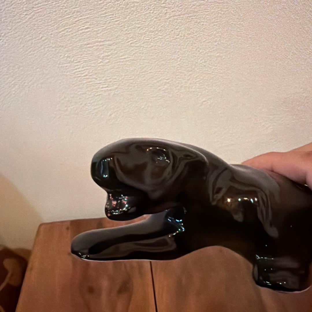 ブラックパンサー 陶器 置物 ミッドセンチュリー ヴィンテージ 50-60s