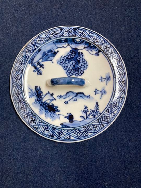 染付 水指 瓢形 祥瑞写 景雲共箱