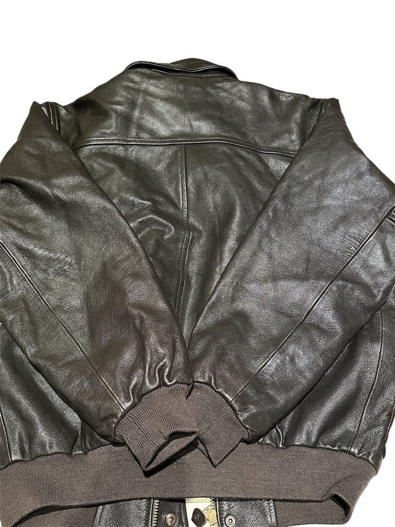 オ*則様 L.L.Bean A-2レザージャケット M 黒 ゴートスキン 本革