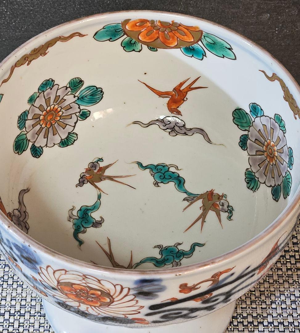 上作品❗】江戸時代末期～明治初期 古伊万里 金彩色絵 花鳥図 盃洗