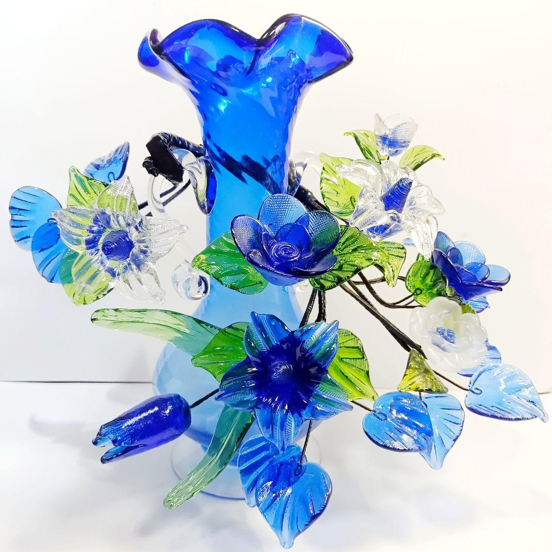 美品】琉球ガラス 花瓶 ガラスオブジェ ガラス工芸30cm