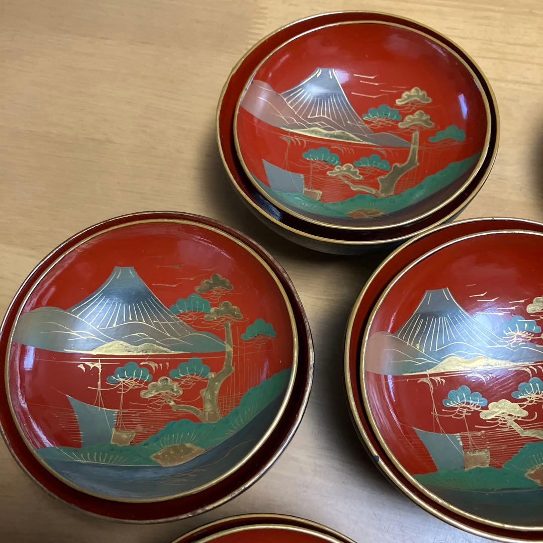 会津鉄錆塗（てつさびぬり）木製汁椀7客（明治〜大正時代） - メルカリ