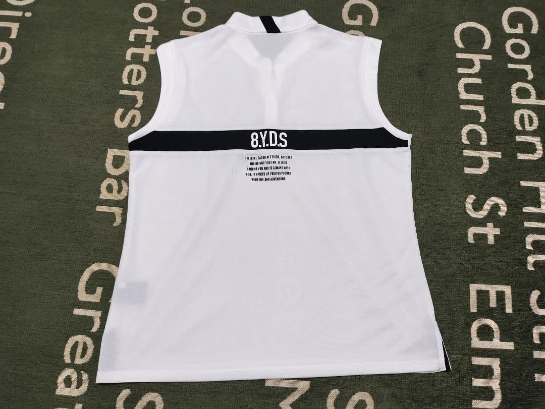 8YARDS ホワイト ノースリーブポロシャツ