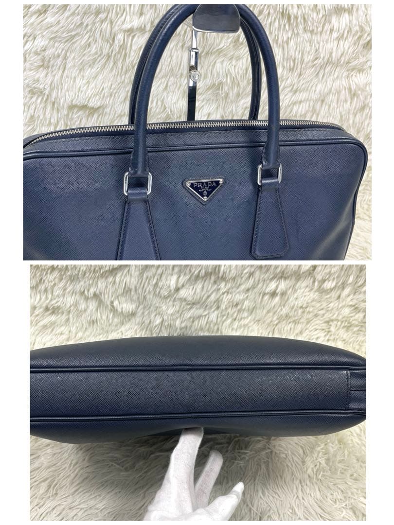 PRADA プラダ　ビジネスバッグ　三角ロゴプレート　サフィアーノレザー