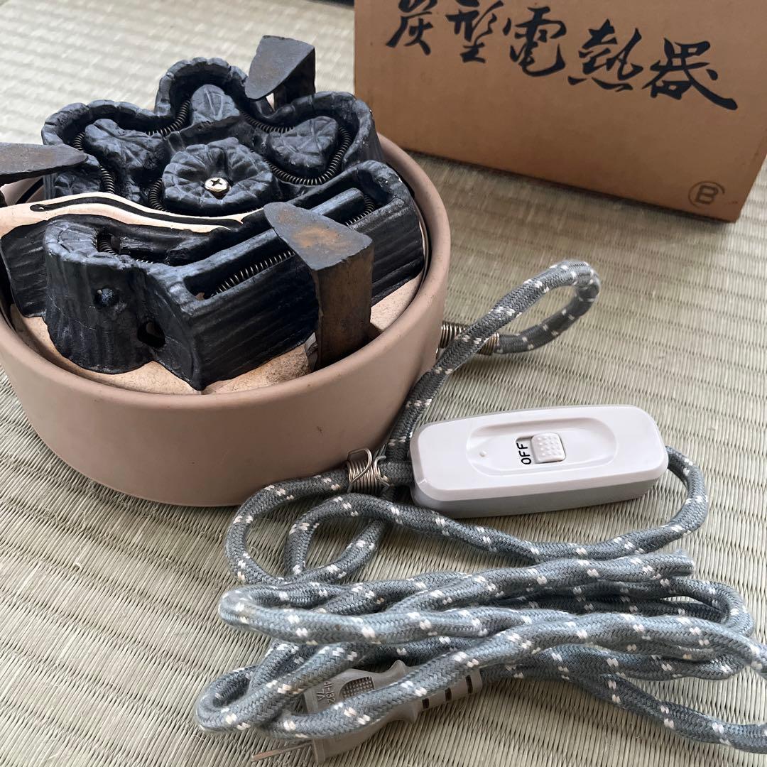 茶道具！ 元祖 野々田商店 炭型電熱器！100V 410W！動作確認済！紙箱付