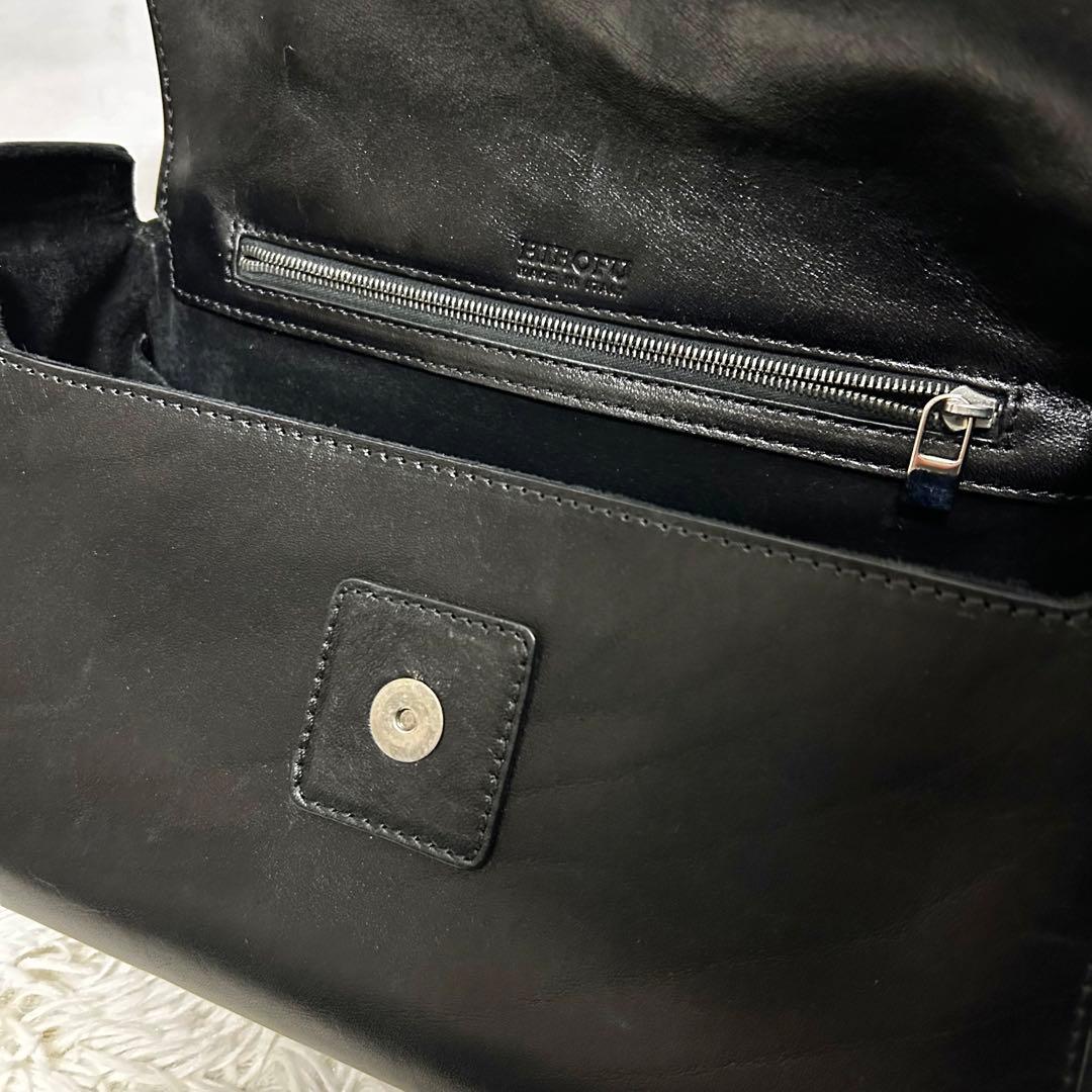 美品 HIROFU ベリーナ　フォーマル　ハンドバッグ レザー　ブラック　肩がけ