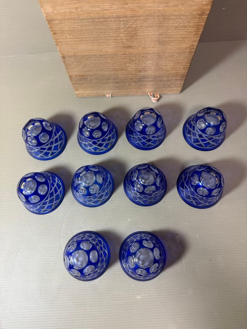 2879 色被切子冷茶グラス 10客 未使用