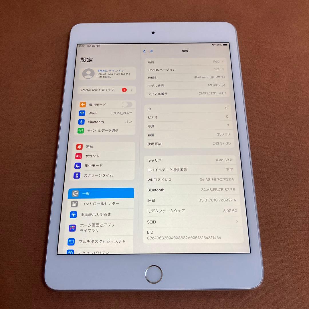 9180 美品 電池良好iPad mini5 第5世代 256GB SIMフリー