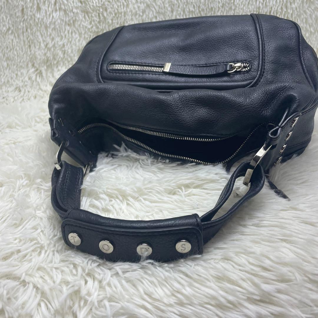 【美品】トッズ ワンショルダーバッグ キューブ オールレザー スタッズ 黒