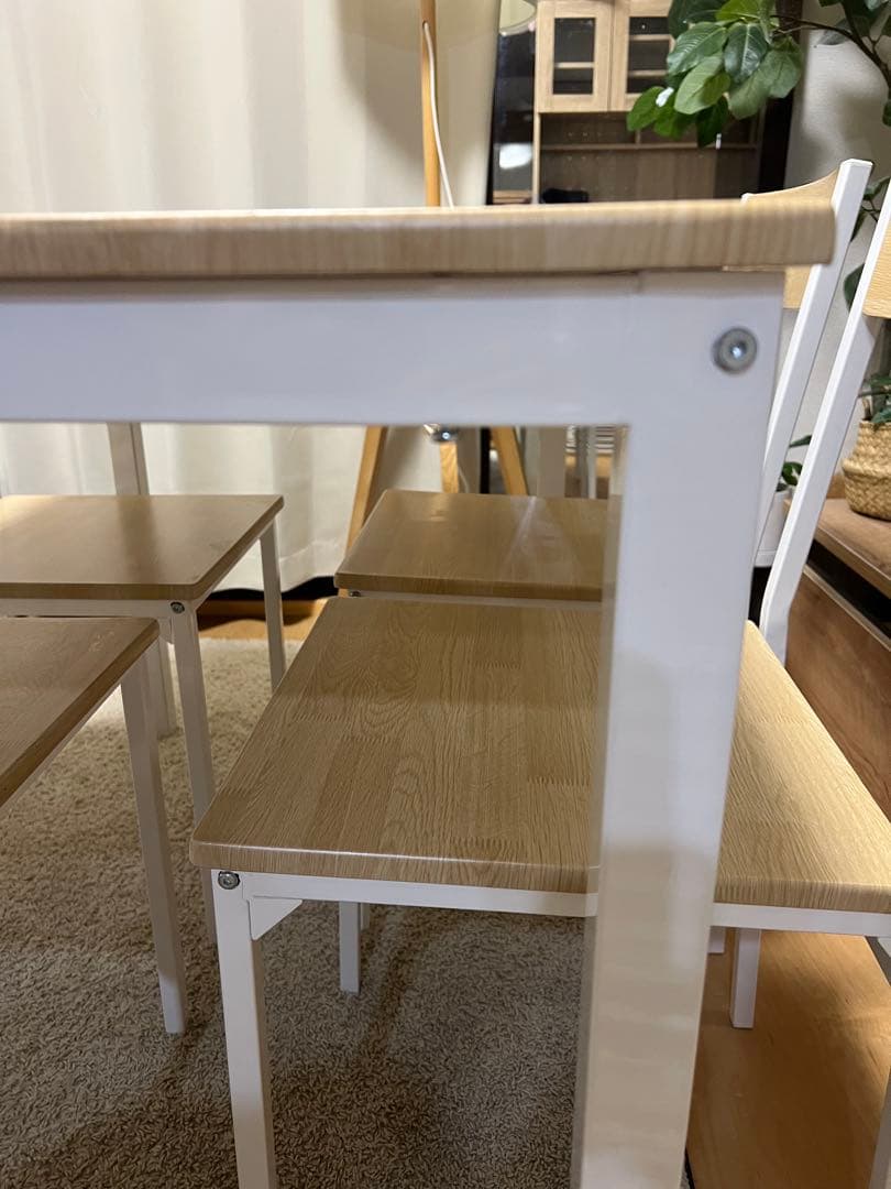ナチュラル 木製ダイニングテーブルセット チェア