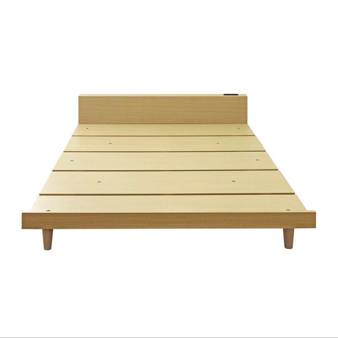 すのこベッドフレーム　シングル　２口コンセント付き①