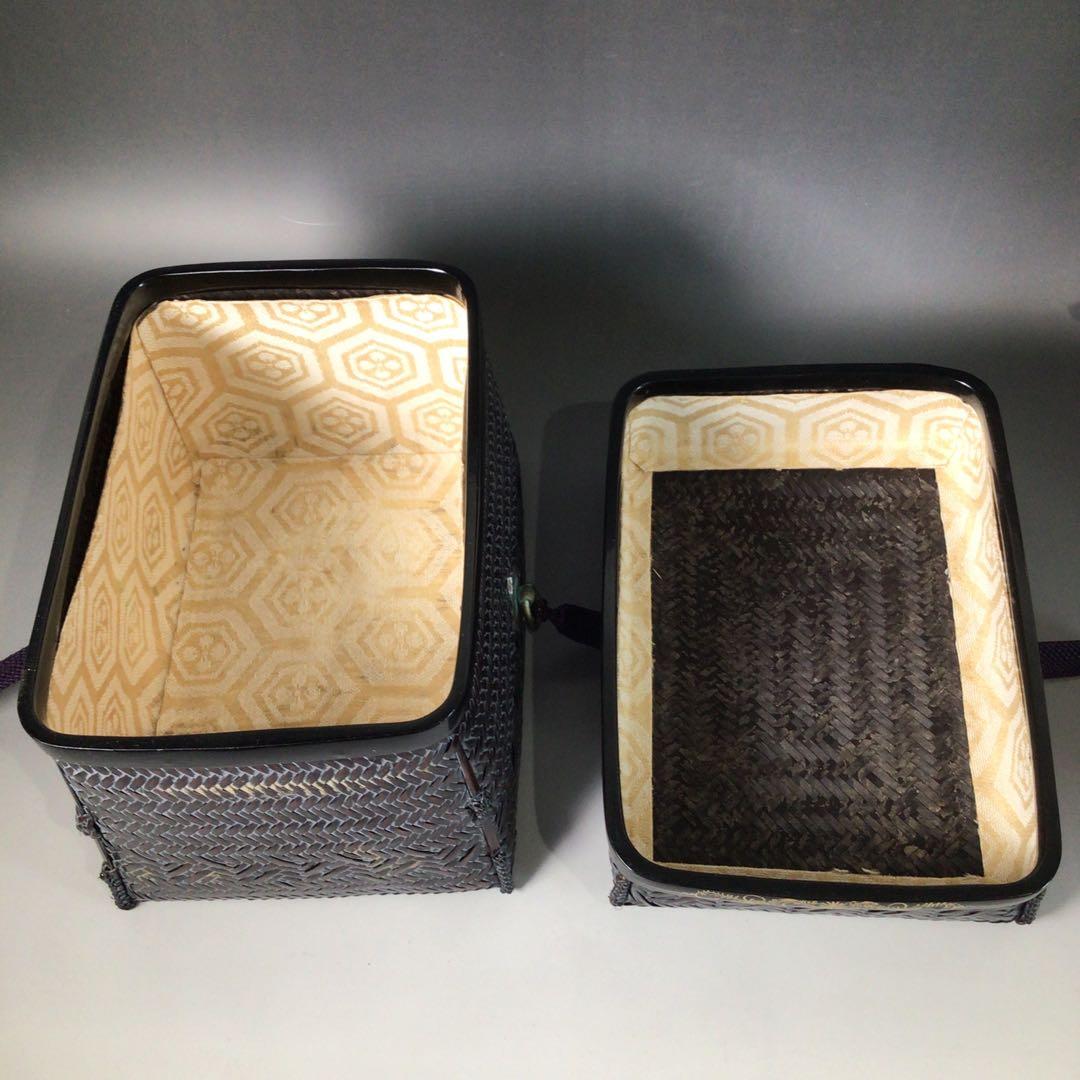 S121 御所籠 『和田鱗司作』『利休形』『竹茶籠』『茶器揃』 共箱