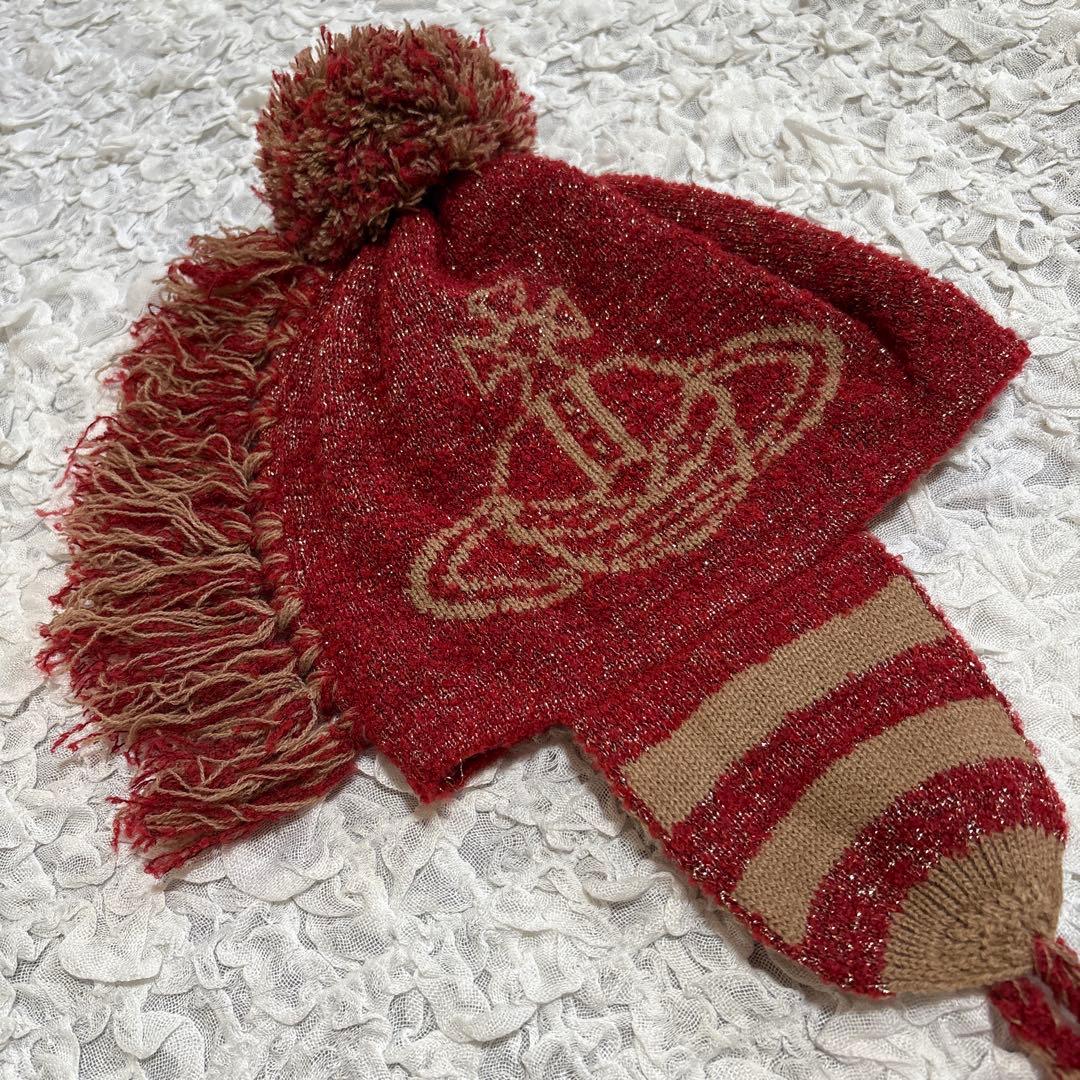 新品 タグ付 ヴィヴィアンウエストウッド ニット帽 オーブ モヒカン 耳