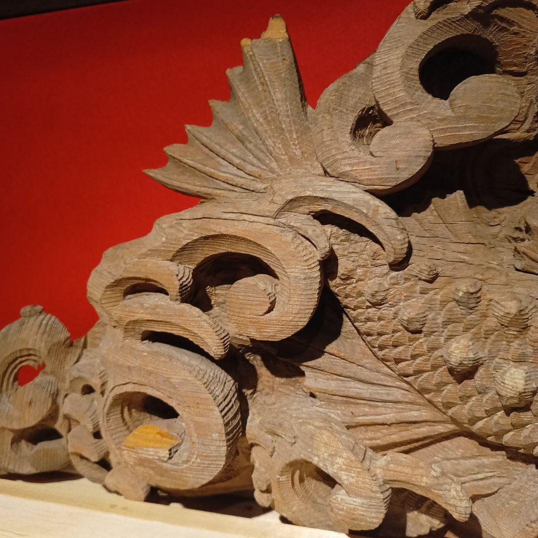 木彫り玉眼彫刻魚化け鯉鯱龍麒麟欄間アンティーク骨董品