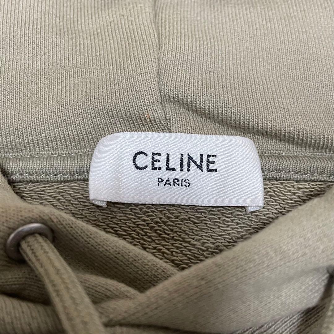 超希少 セリーヌ クラシックロゴルーズプルオーバーパーカー カーキ XS メンズ