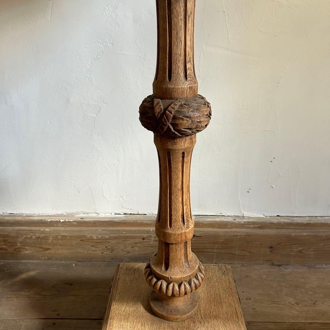 フランスアンティーク 剥離 木製バードバス 花台 スタンド 回転式回転台