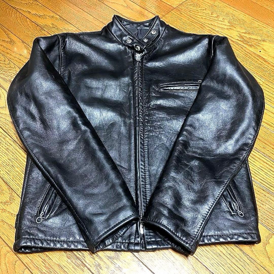 超レア DEGNER 山羊革 シングルライダースジャケット コンチョ釦 L 赤