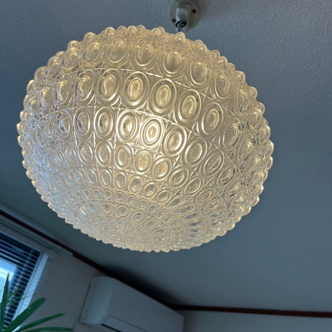 ガラス製ペンダントライト　ヴィンテージ ヴィンテージ アンバーガラス ペンダントランプ B｜アンティーク照明