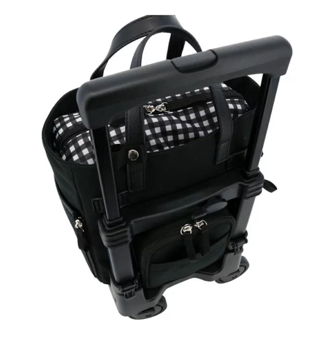 スワニー　キャリーバック　ギンガムチェック　ブラック D-643 Hello Kitty×近沢レース店×スワニーコラボ キャリーバッグ 座面