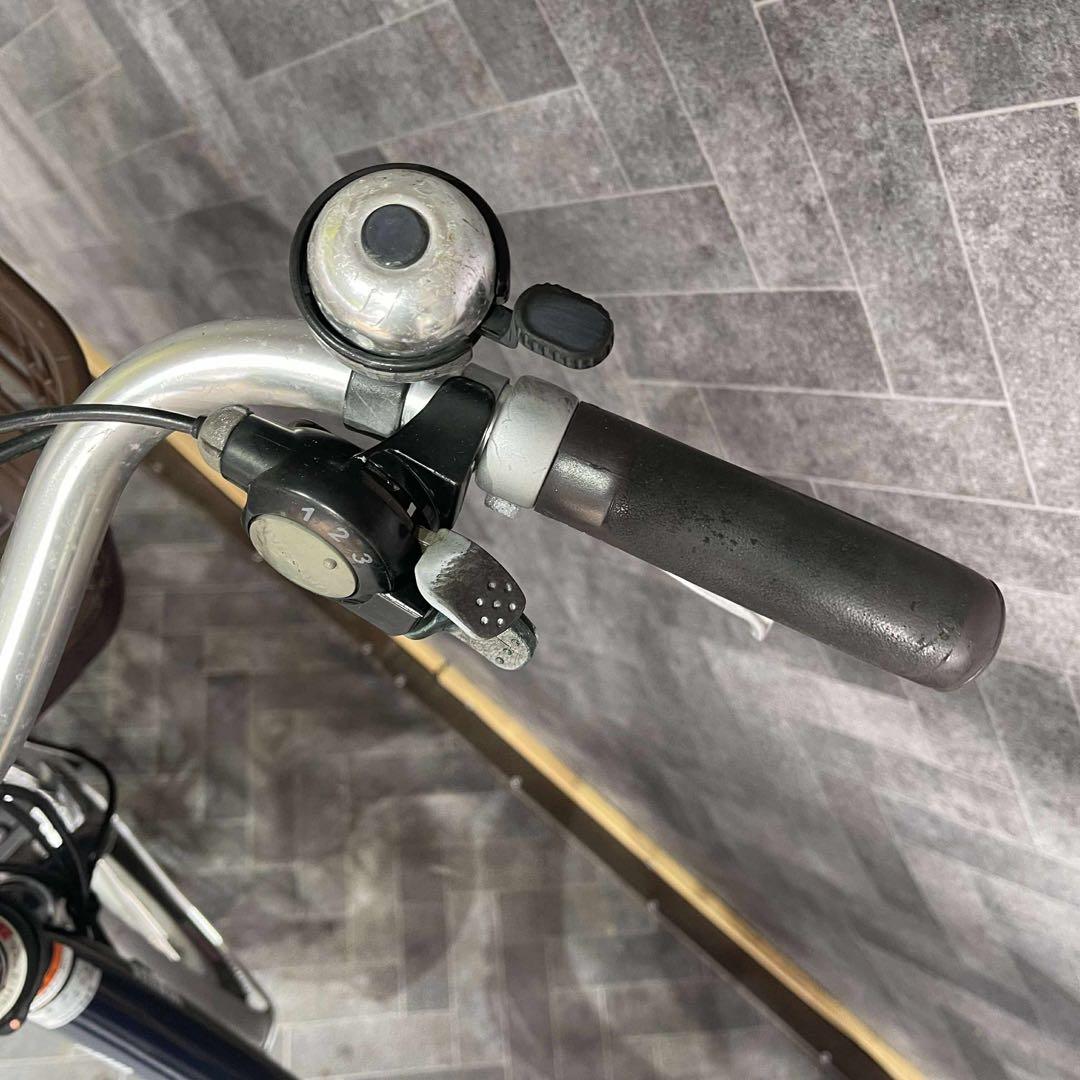 電動アシスト自転車 ネイビー 前カゴ付き