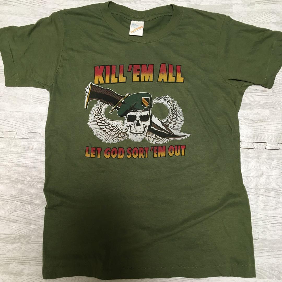 80´sミリタリースカルデザインTシャツ Mサイズ