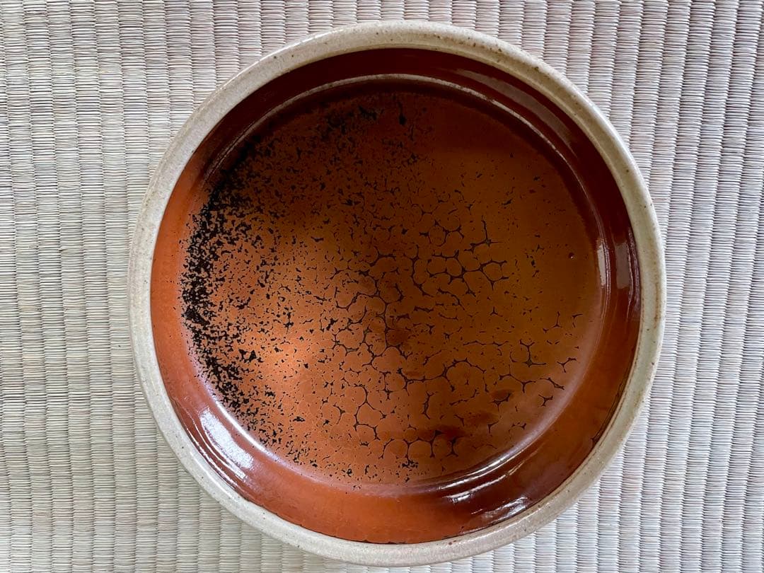 濱田晋作 柿釉抜絵鉢