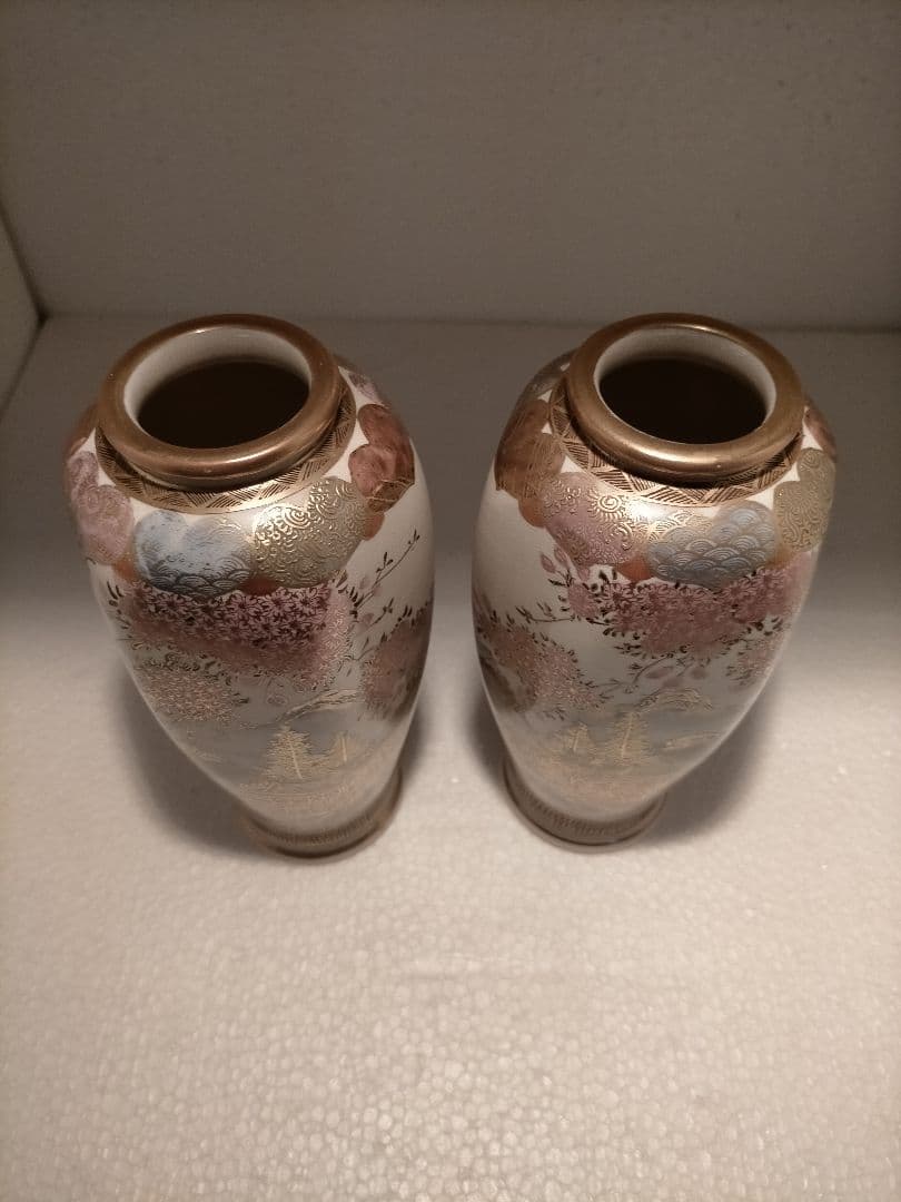 アンティーク 里帰り 薩摩焼 喜多村 ベース 花瓶 一対