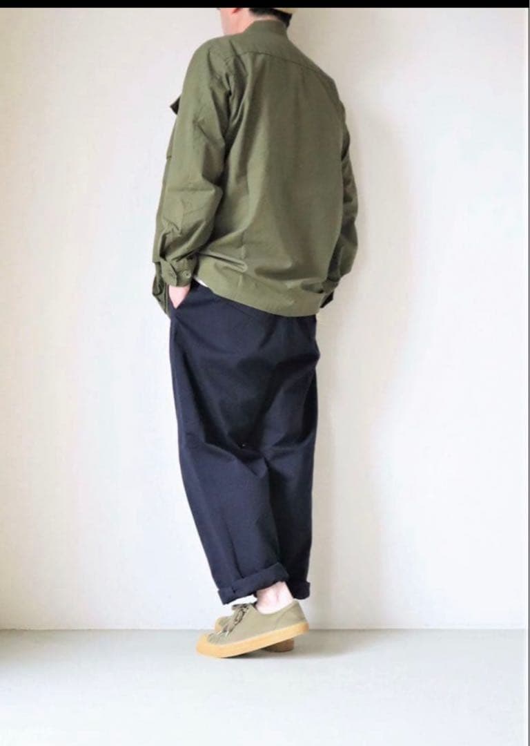 YAECACHINO CLOTH PANTS タックテーパード NAVY 30