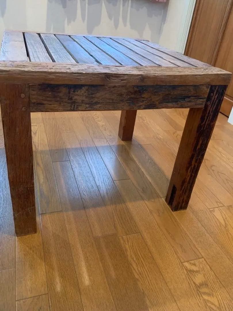 木製スラットデザインテーブル アンティーク