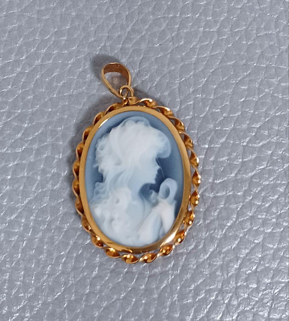 ブルーカメオ ペンダントトップ バチカン枠GOLD [最終お値下げです