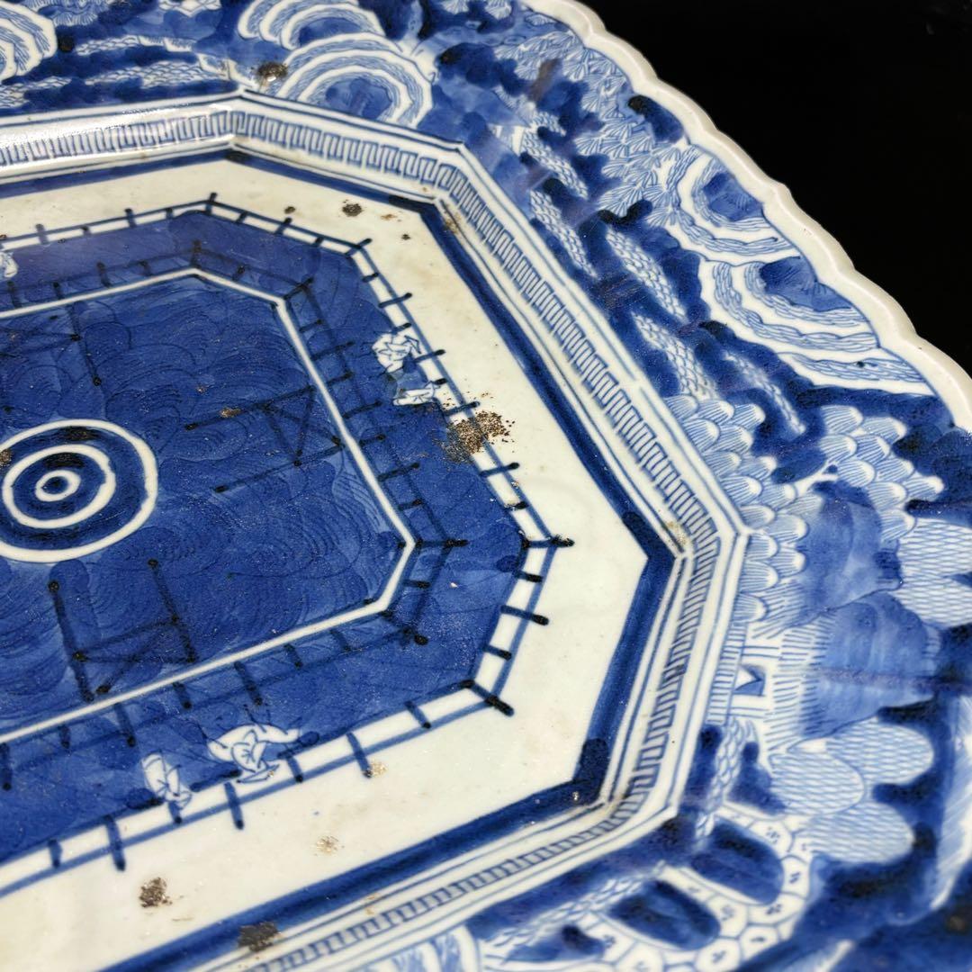 ★時代 陶磁器 江戸期！古伊万里 染付！図変わり 底銘(乾) 大皿1点★