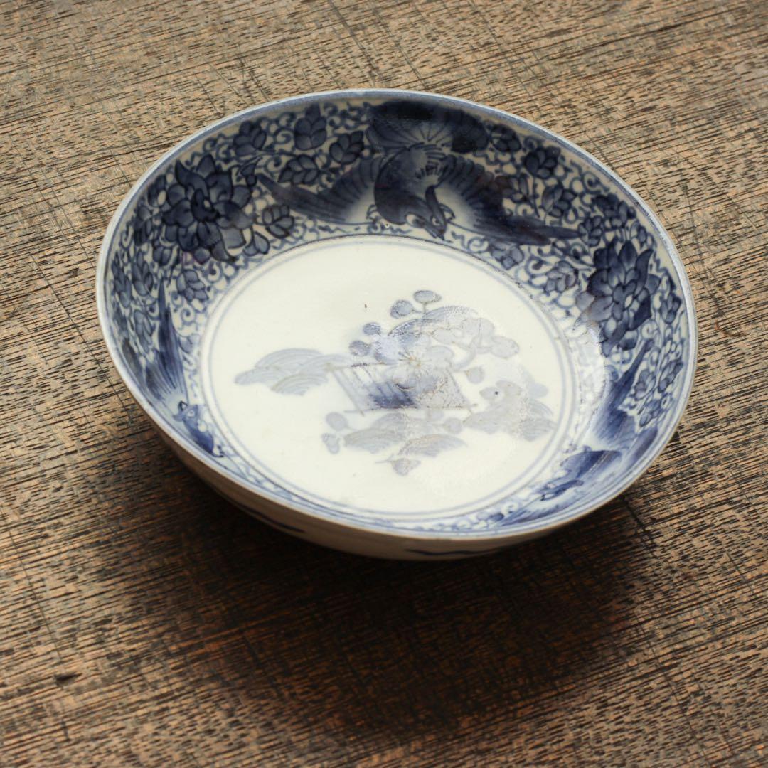 伊万里 古伊万里 江戸 中期 深皿 なます 皿 花唐草 鳳凰