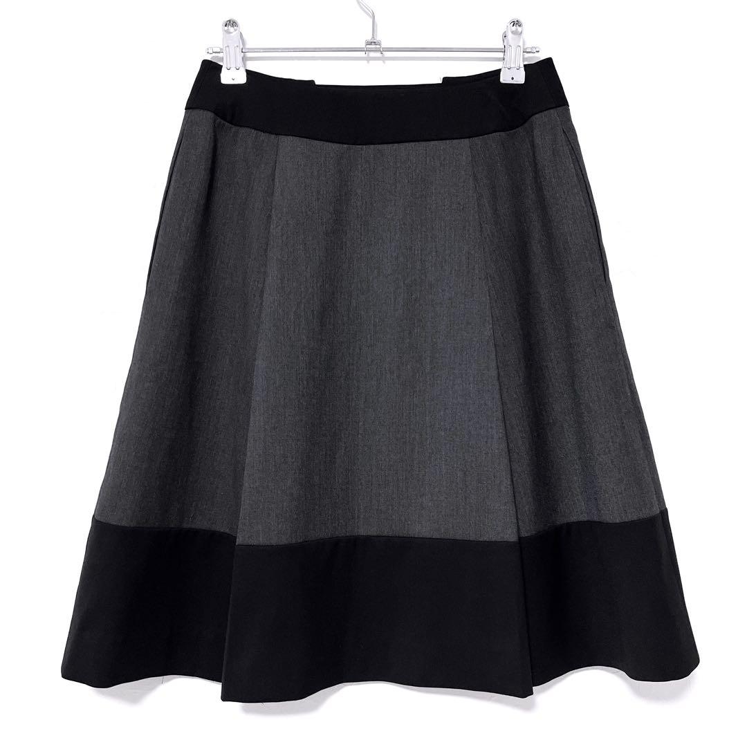 Reneルネ【極美品】バイカラータックミディスカート フロントボタン メタル釦