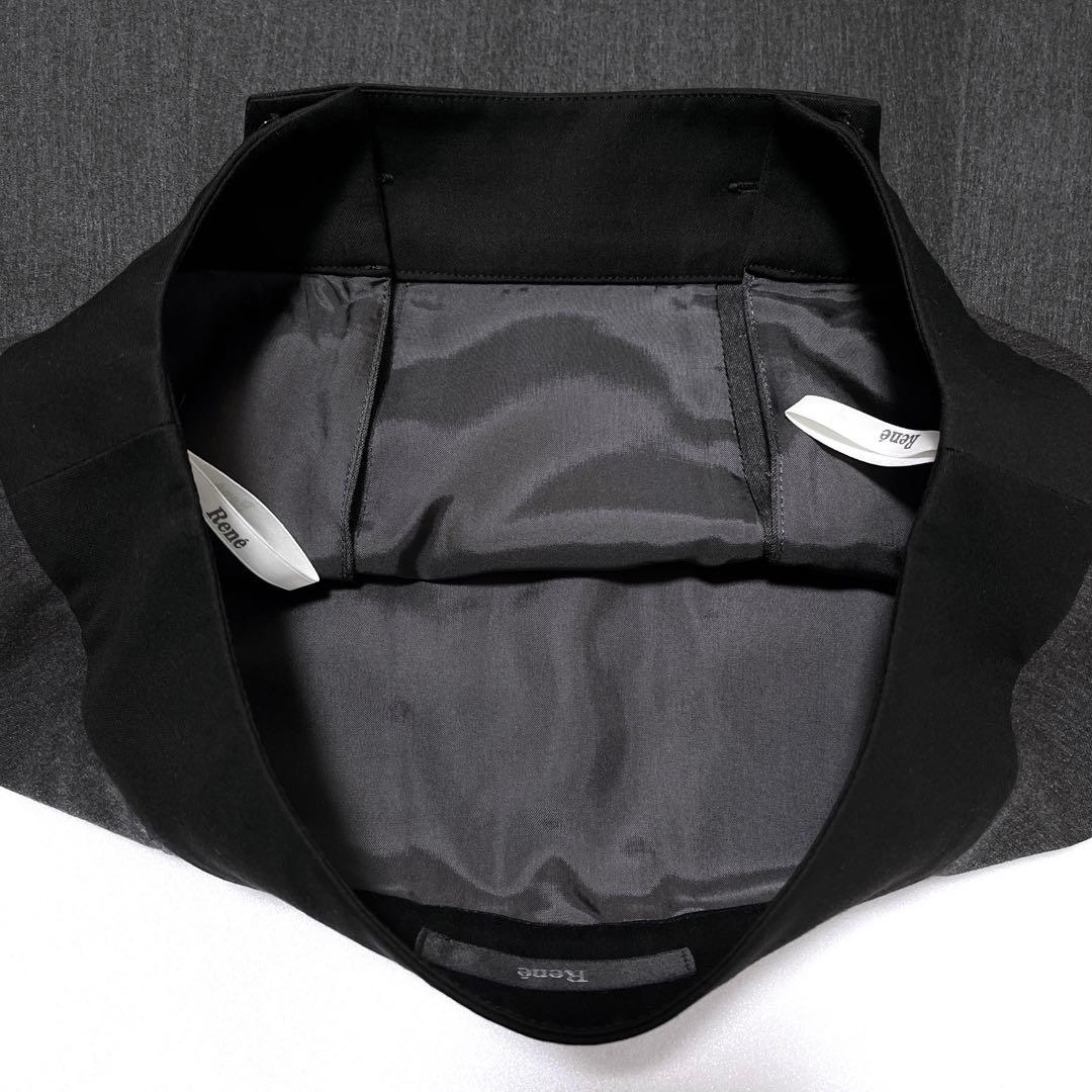 Reneルネ【極美品】バイカラータックミディスカート フロントボタン メタル釦