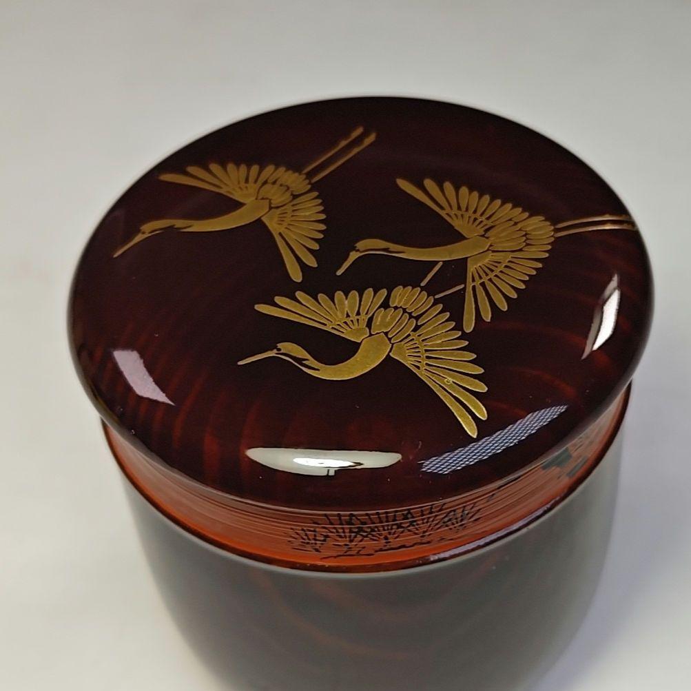 イ778 棗『鶴金蒔絵 棗 共箱』『塗師 峯清作』茶入 茶器 茶道具