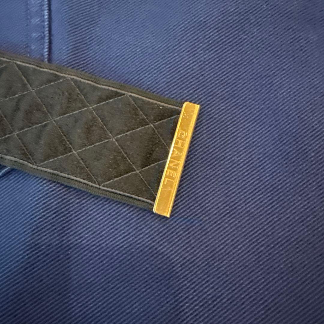 シャネルネイビー キュロットパンツ ベルト縫い付けロイヤルブルー