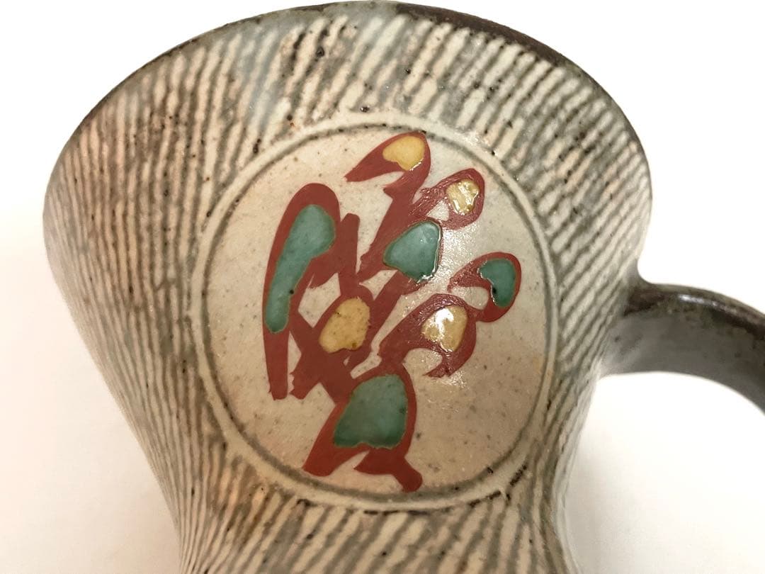 陶芸家 人間国宝 島岡達三 象嵌赤絵 ジョッキ ビアマグ マグカップ 共