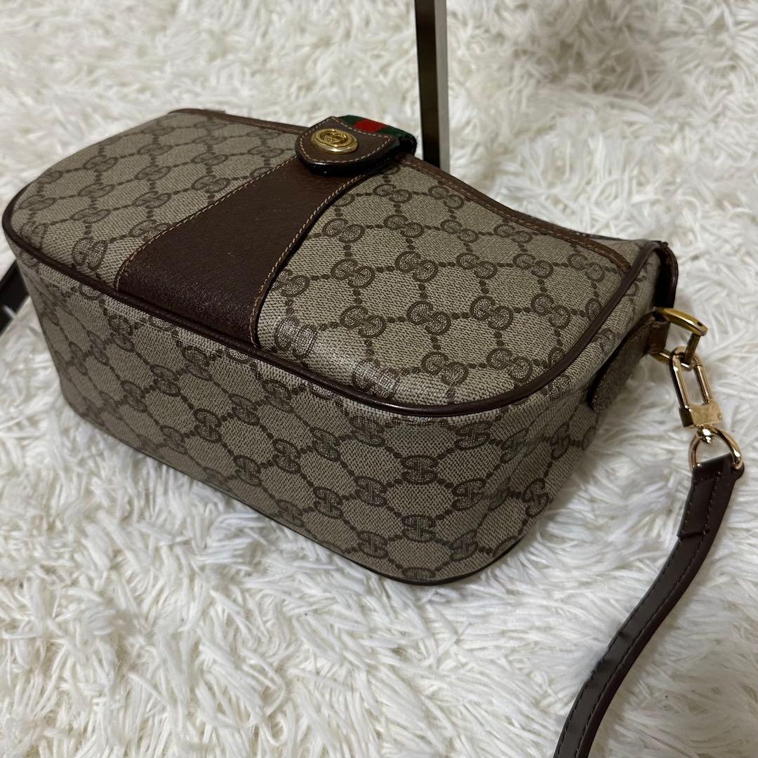 大容量 レア オールドグッチ GG 総柄 レザー ショルダーバッグ PVC ロゴ