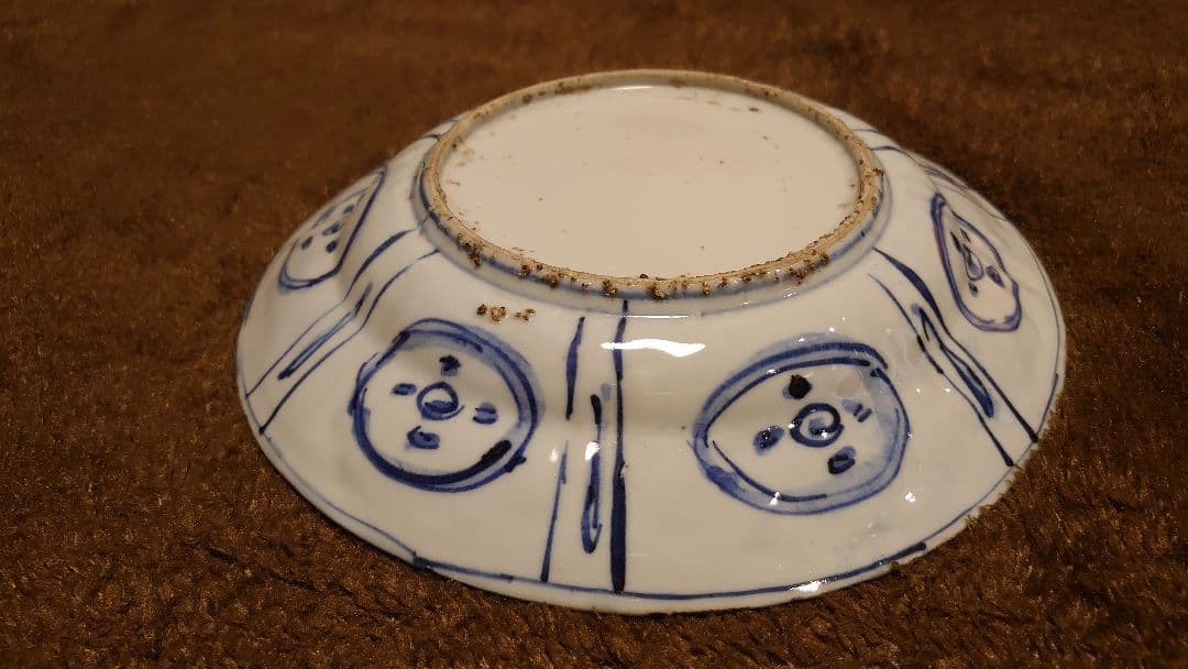 古染付　李朝　古玩　鳥の図　中皿　１客