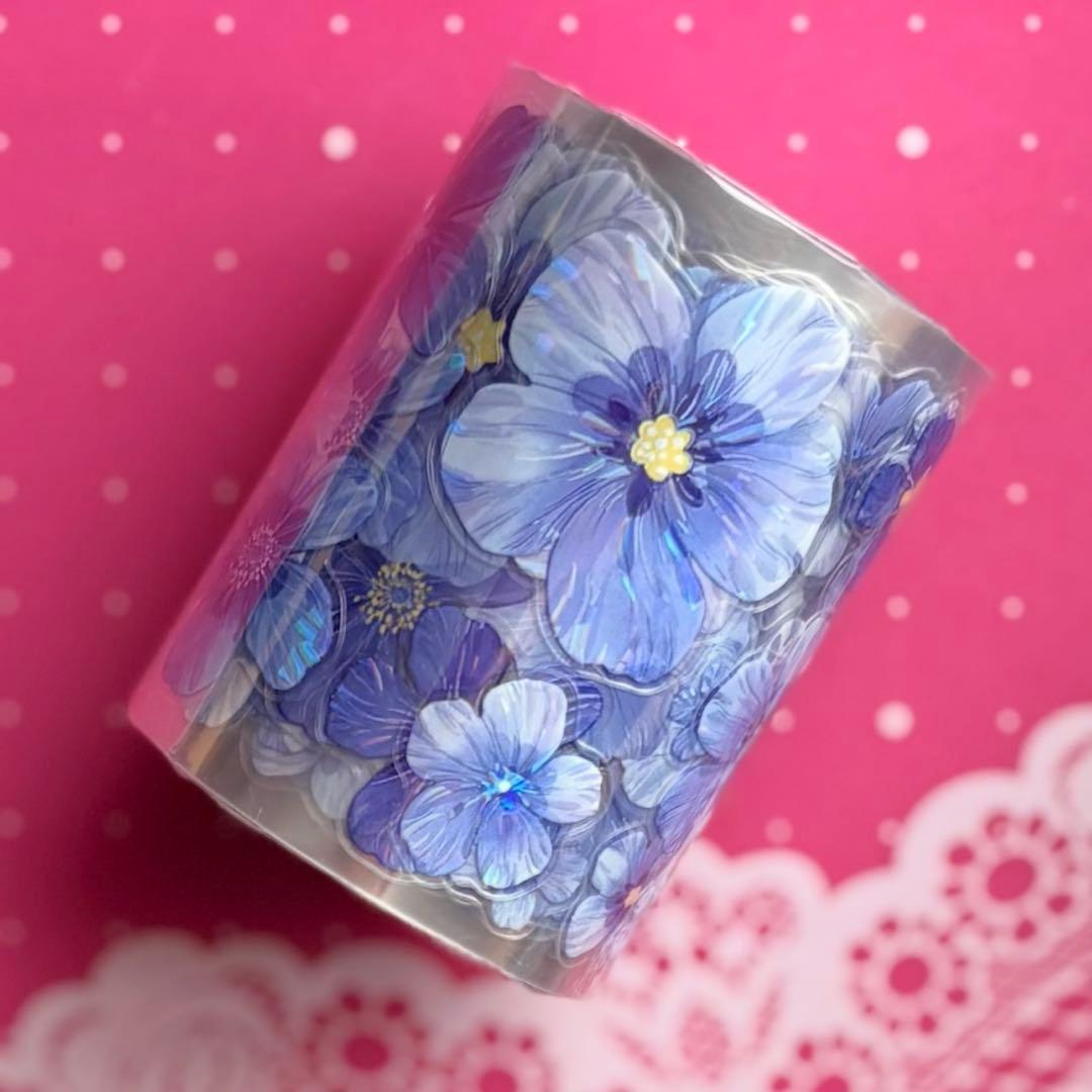 贝壳光 雾蓝 ダイカット加工 6cm×5m 海外マスキングテープ 海外マステ