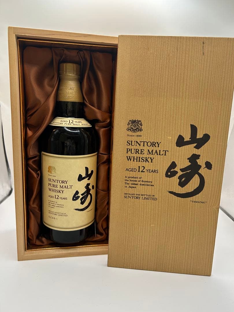 サントリー 山崎12年獅子マーク純モルトウイスキー 木箱入り 750ml