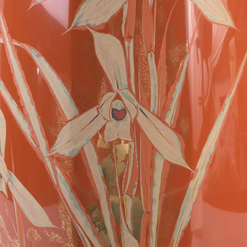 讃岐漆芸　山田暉雄作　花蒔絵　花瓶　共箱　C　9294A