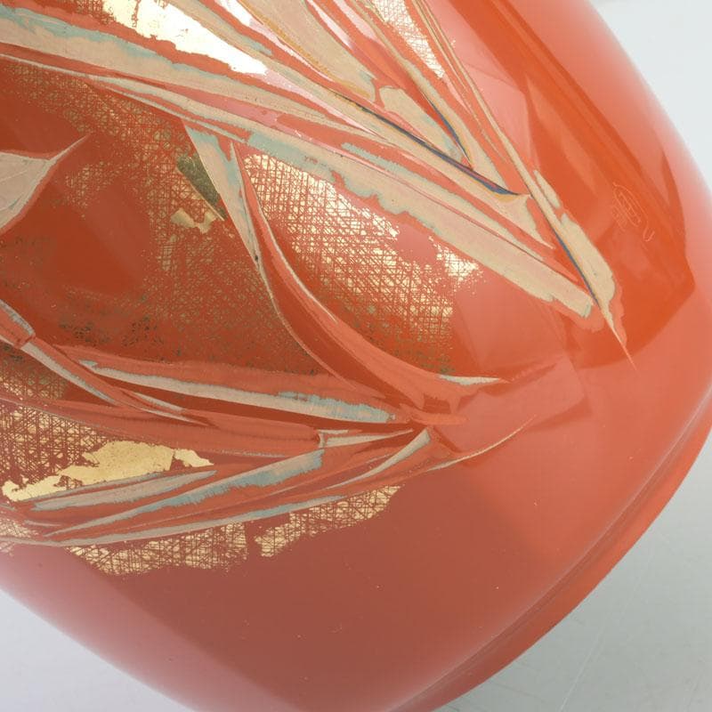 讃岐漆芸　山田暉雄作　花蒔絵　花瓶　共箱　C　9294A