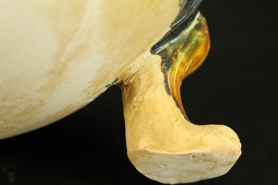 中国美術 三彩 獅子紋 三足壷(A818)